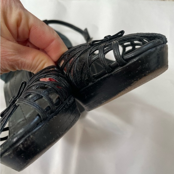 KATE SPADE Women’s Sz 6.5 black Leather Strappy Cage High Heels Sandals 70’s - Picture 7 of 15